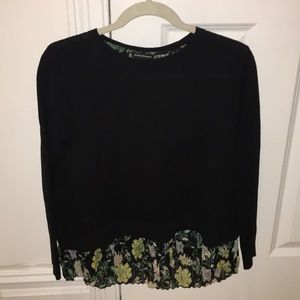 Club Monaco Black & Floral Light Sweater